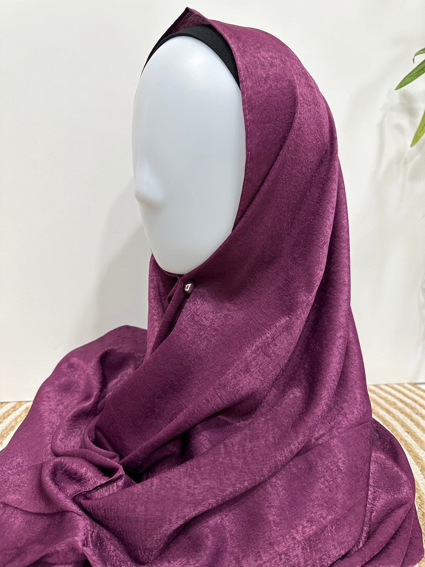 Wine Velvet Satin Hijab
