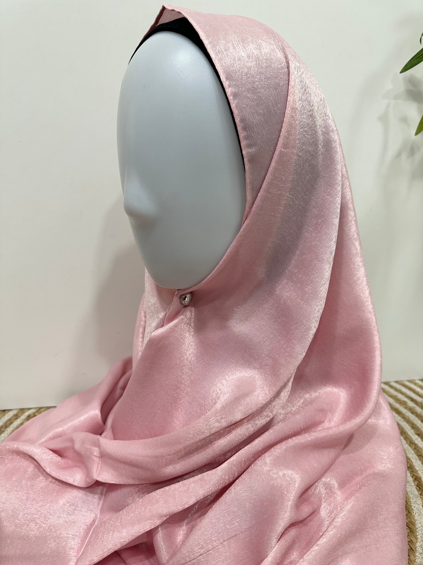 Baby Pink Velvet Satin Hijab